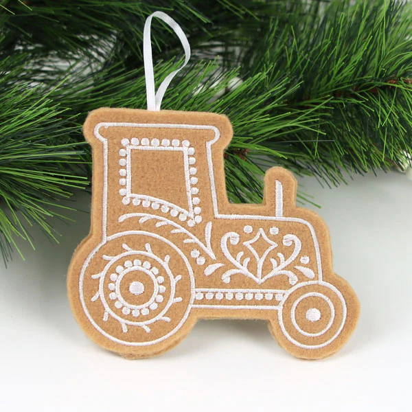 Farm Gingerbread Cookie Ornament - Tractor (In-the-Hoop) - Image 3