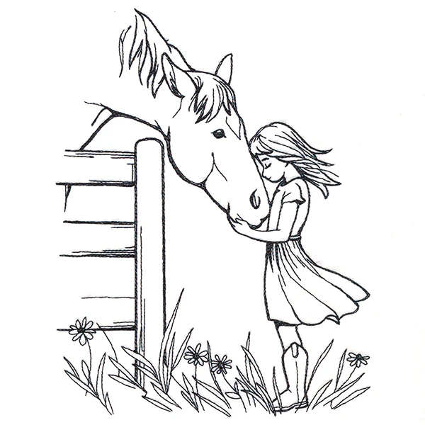 Farm Horse and Girl Friendship Scene - Image 2