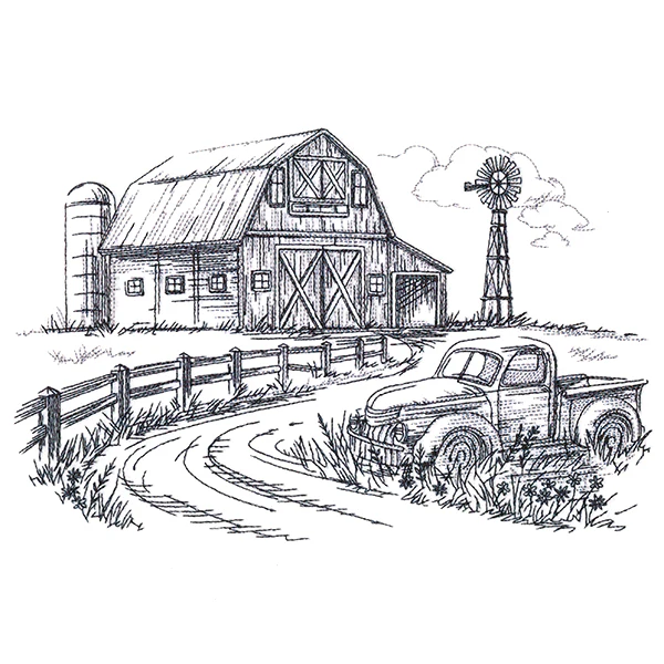 Farm Scene Etching - Image 3