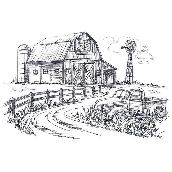 Farm Scene Etching - Image 9