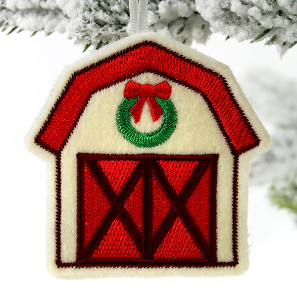 Farmhouse Christmas Barn Ornament (In-the-Hoop) - Image 3