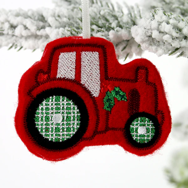 Farmhouse Christmas Tractor Ornament (In-the-Hoop) - Image 2