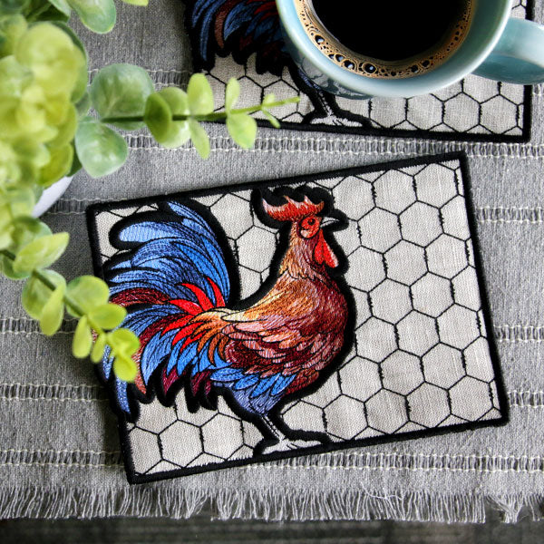 Farmhouse Rooster Mug Rug (In-the-Hoop) - Image 7