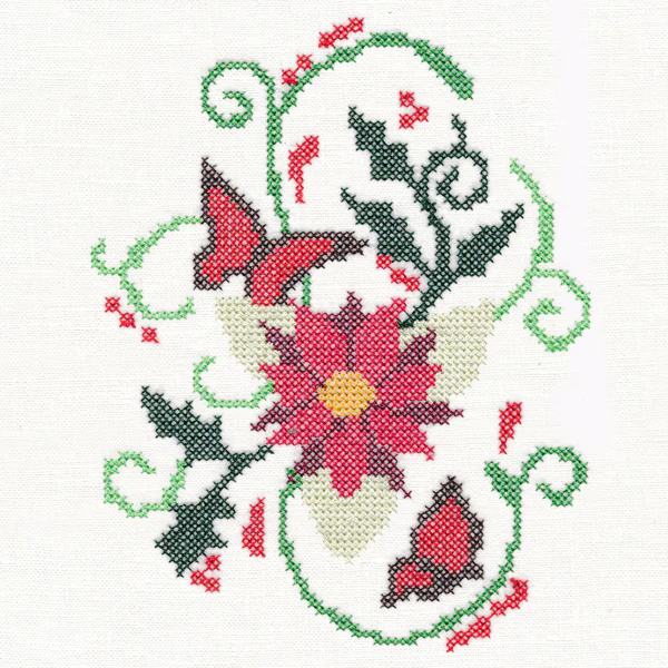 Feliz Flutterby Poinsettia and Holly (Cross Stitch) - Image 2