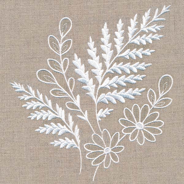 Fern and Flowers Accent (Whitework) - Image 7