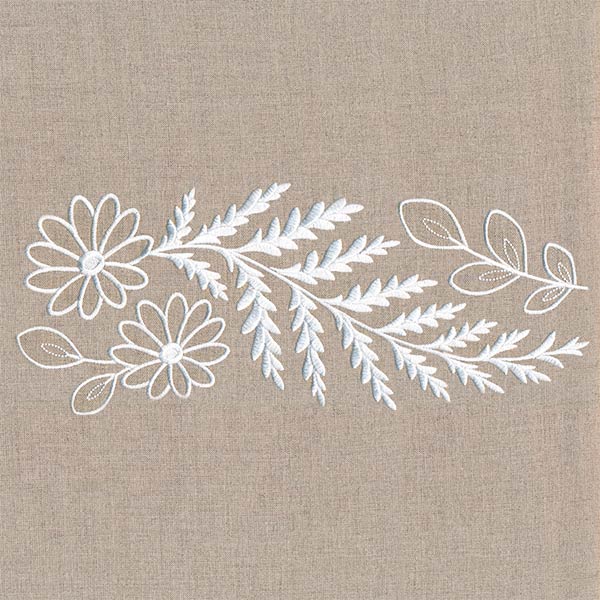 Fern and Flowers Border (Whitework) - Image 5