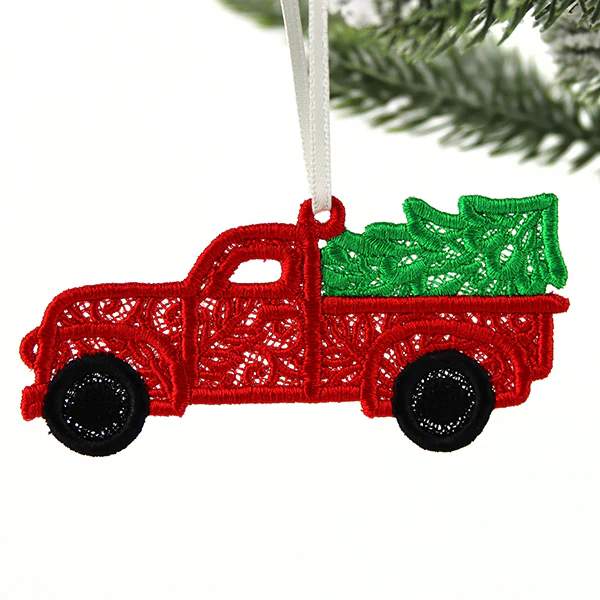 Festive Christmas Retro Truck Ornament (Lace) - Image 3