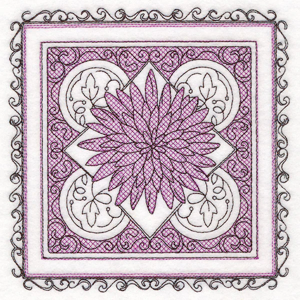 Festive Fall Chrysanthemum Kaleidoscope (Trapunto) - Image 3