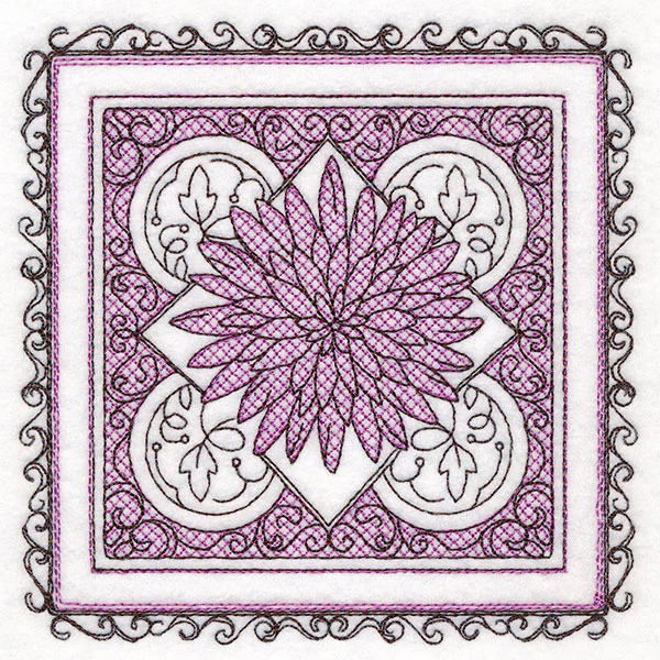Festive Fall Chrysanthemum Kaleidoscope (Trapunto) - Image 4