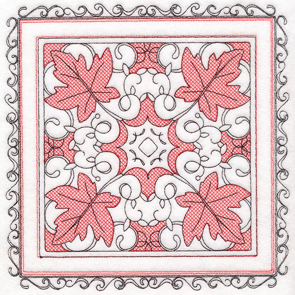 Festive Fall Maple Leaves Kaleidoscope (Trapunto)