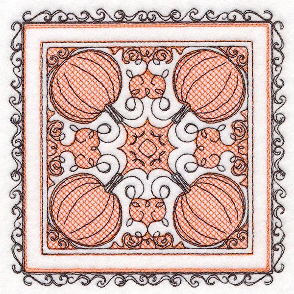 Festive Fall Pumpkins Kaleidoscope (Trapunto) - Image 4