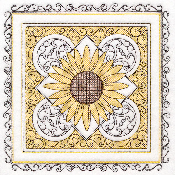 Festive Fall Sunflowers Kaleidoscope (Trapunto)