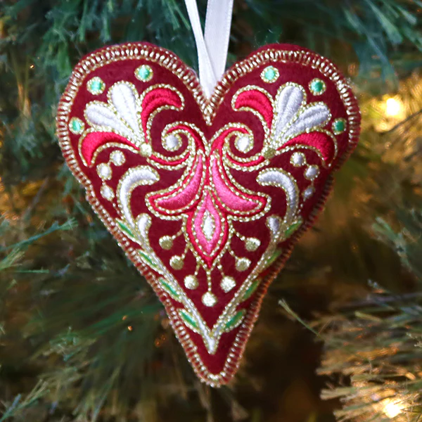 Festive Filigree Christmas Ornament - Heart (In-the-Hoop) - Image 2