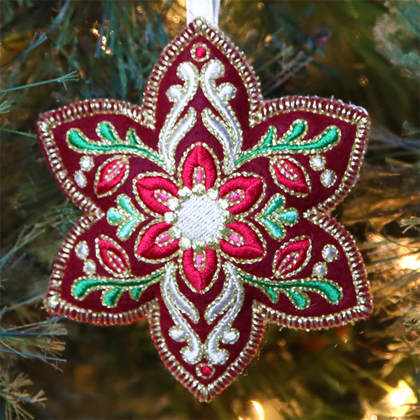 Festive Filigree Christmas Ornament - Poinsettia (In-the-Hoop) - Image 3