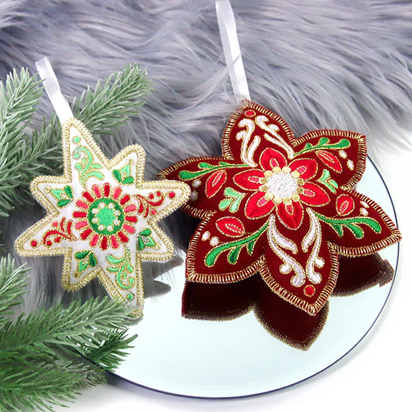 Festive Filigree Christmas Ornament - Poinsettia (In-the-Hoop) - Image 4