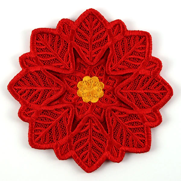 Festive Poinsettia Wine Glass Coaster (Lace) - Image 2
