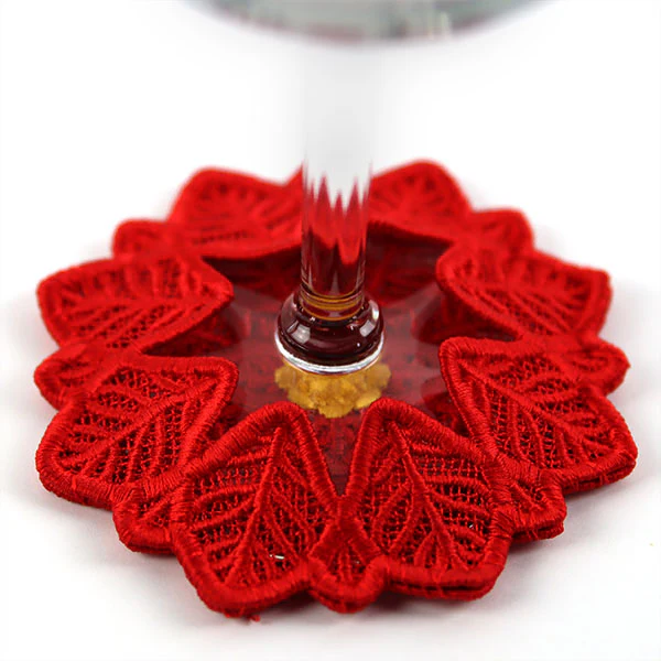 Festive Poinsettia Wine Glass Coaster (Lace) - Image 7