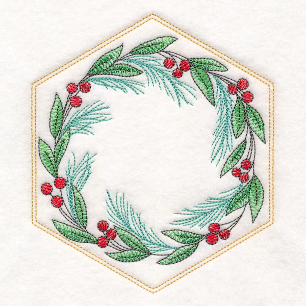 Festive Stitches Quilt Hexagon - Botanicals - Image 3