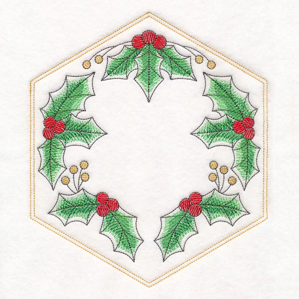 Festive Stitches Quilt Hexagon - Holly - Image 4