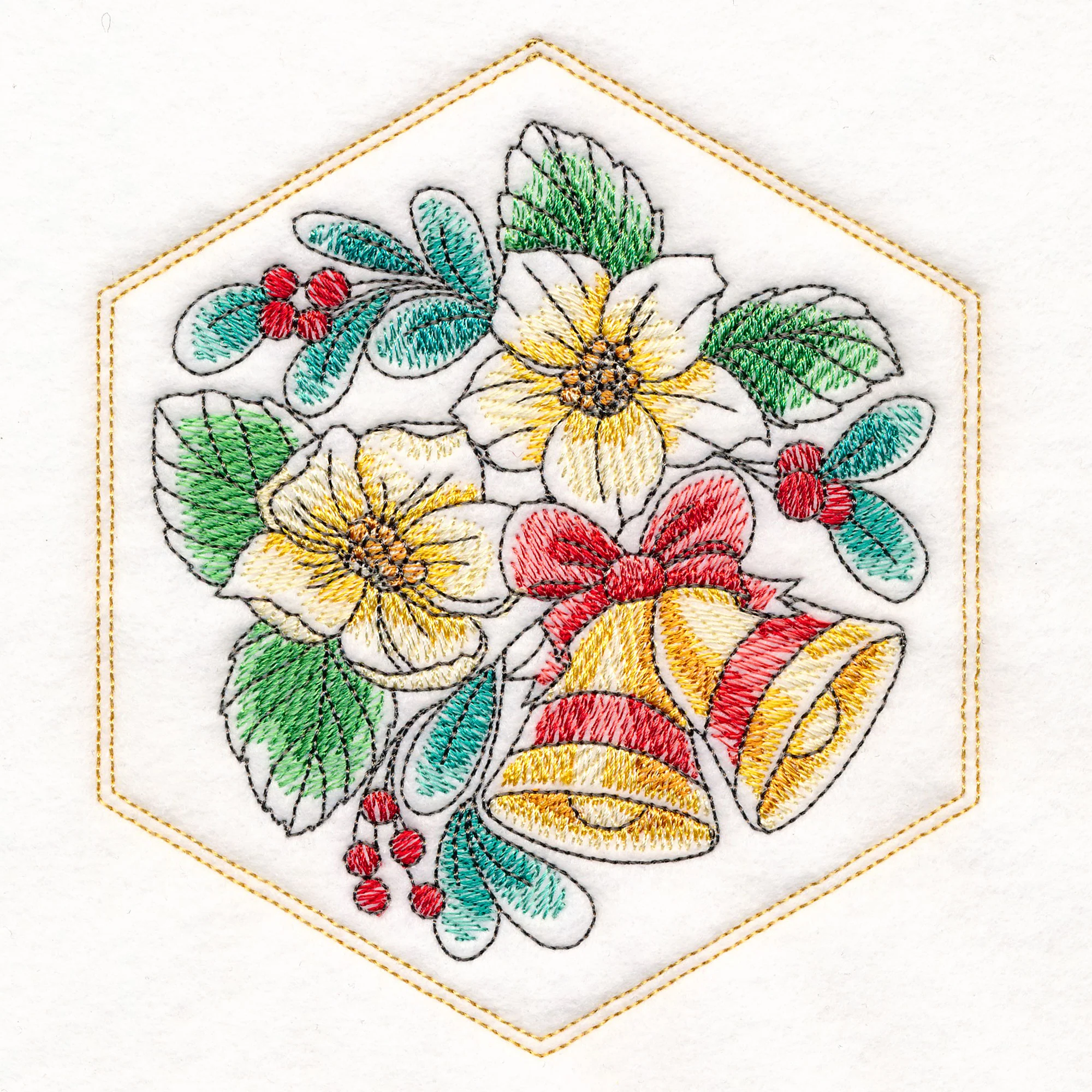 Festive Stitches Quilt Hexagon - Rose - Image 3