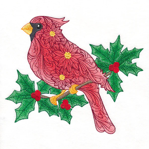Filigree Cardinal on Holly - Image 9