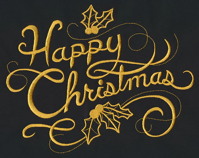 Filigree Happy Christmas (Goldwork)