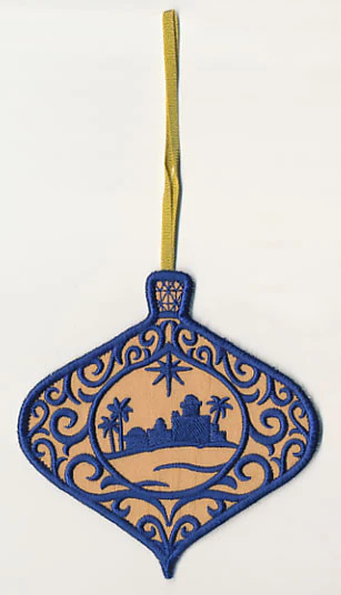 Filigree Ornament with Bethlehem Silhouette (In-the-Hoop)