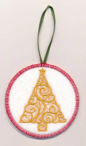 Filigree Tree Ornament (Goldwork) (In-the-Hoop)