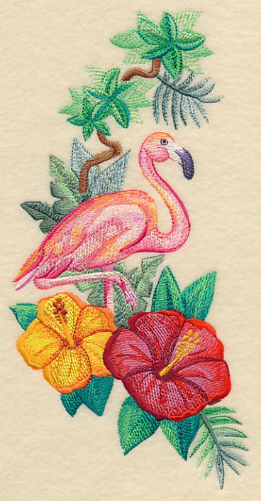 Flamingo and Hibiscus Spray in Watercolor - Image 2