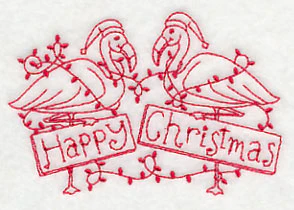 Flamingo Happy Christmas (Redwork) - Image 4