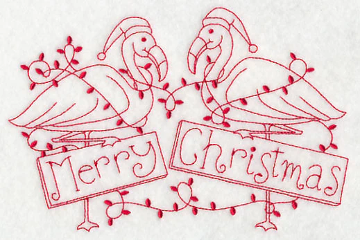 Flamingo Merry Christmas (Redwork) - Image 3