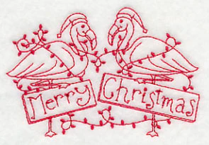 Flamingo Merry Christmas (Redwork) - Image 4