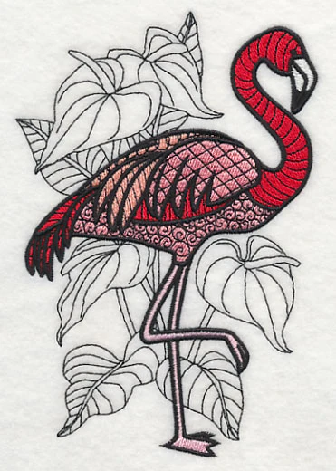 Flamingo with Anthurium (Blackwork) - Image 4