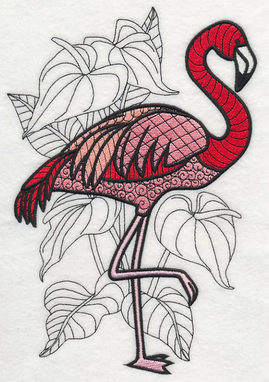 Flamingo with Anthurium (Blackwork) - Image 5