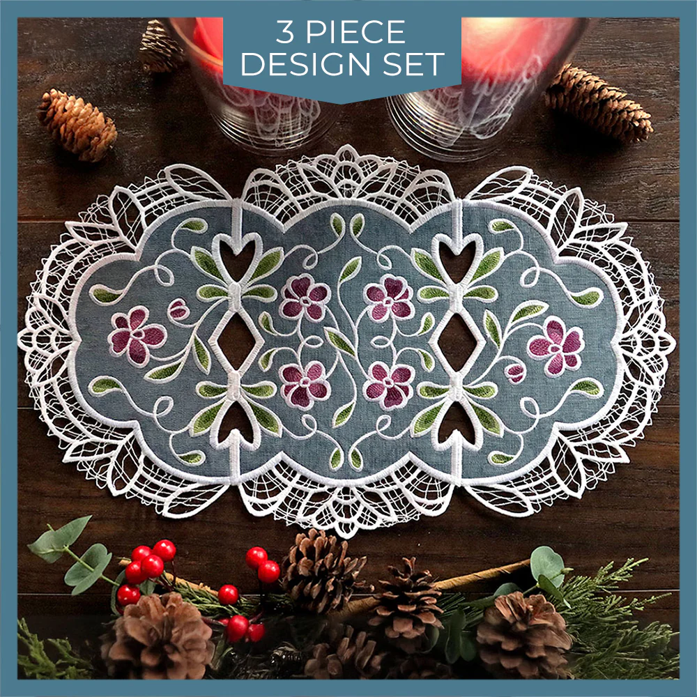 Floral Lace Edge Table Runner (In-the-Hoop) - Image 4