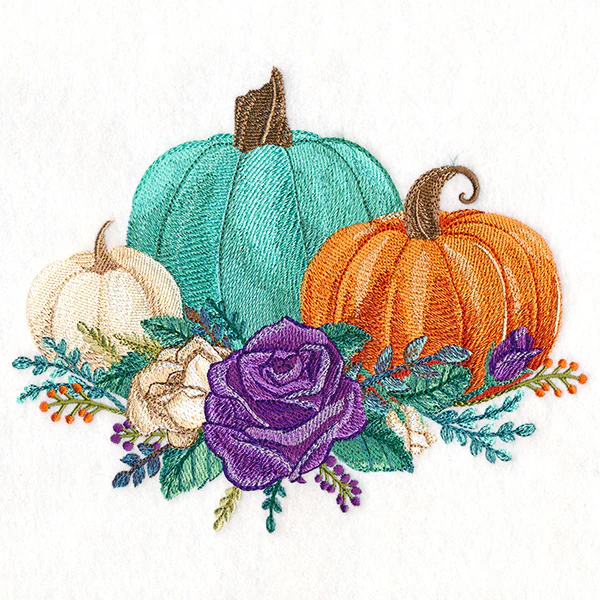 Floral Pumpkin Trio in Watercolor - Image 3