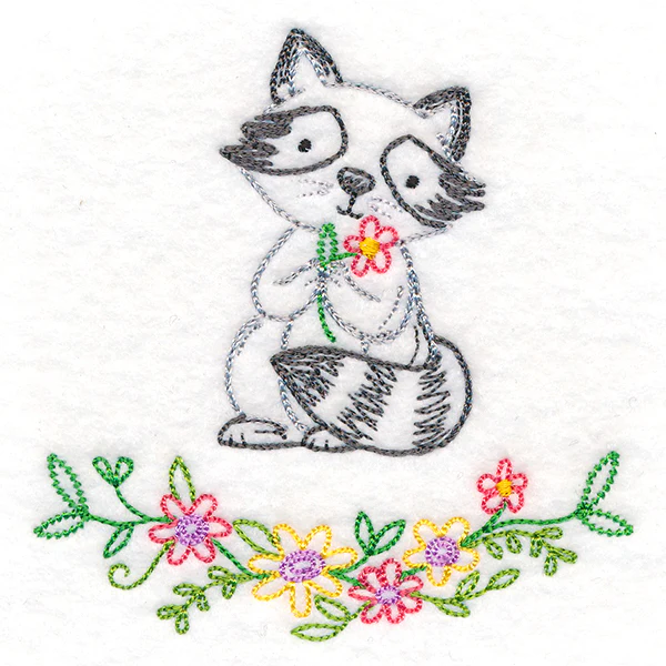 Floral Woodland Friends - Raccoon (Vintage) - Image 3