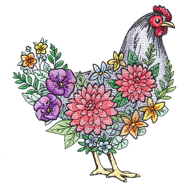 Flourishing Hen in Flowers - Image 3