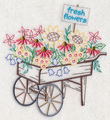Flower Cart with Coneflowers - Image 3