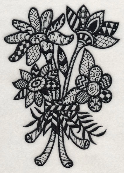 Flowers and Leaves (Blackwork) - Image 2