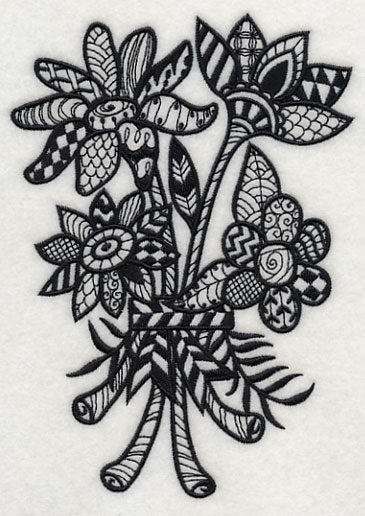 Flowers and Leaves (Blackwork) - Image 3