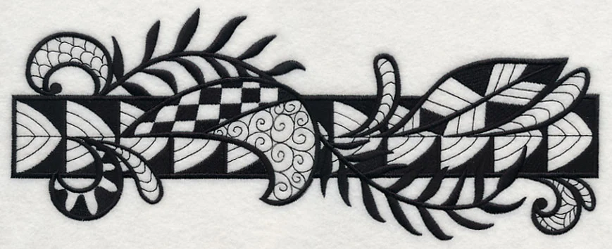 Flowers and Leaves Border (Blackwork)