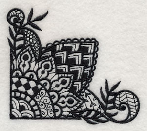 Flowers and Leaves Corner (Blackwork) - Image 3