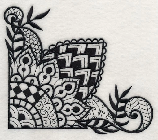 Flowers and Leaves Corner (Blackwork) - Image 4