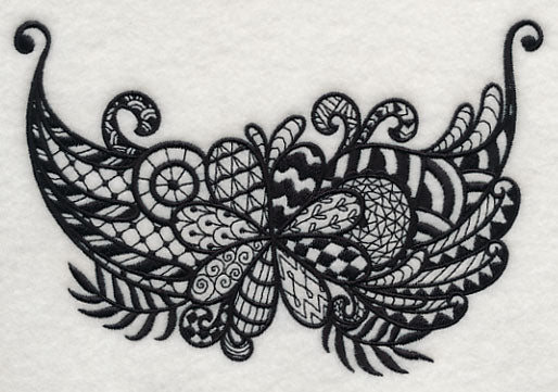 Flowers and Leaves Spray (Blackwork) - Image 4