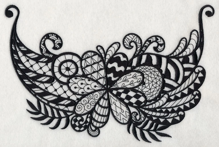 Flowers and Leaves Spray (Blackwork) - Image 5