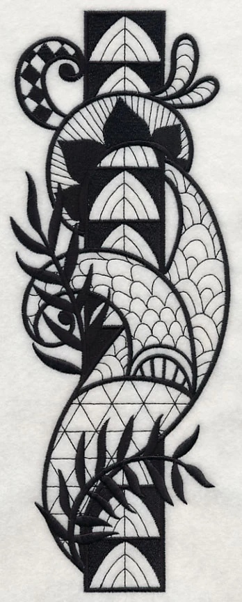 Flowers and Leaves Vertical Border (Blackwork) - Image 6