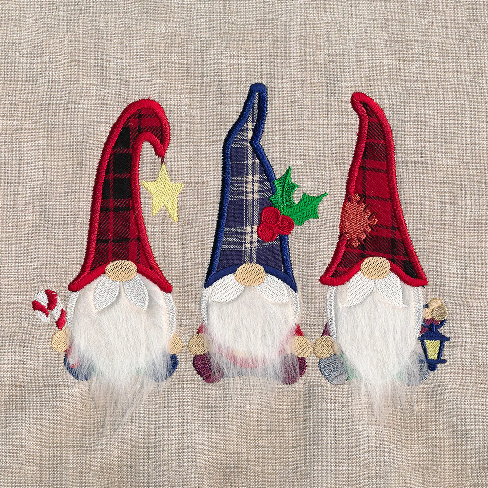 Fluffy Christmas Gnome Trio (Applique) - Image 3
