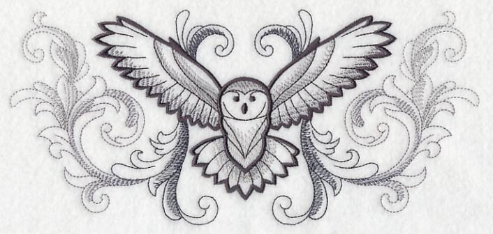 Flying Owl with Baroque Background - Image 2