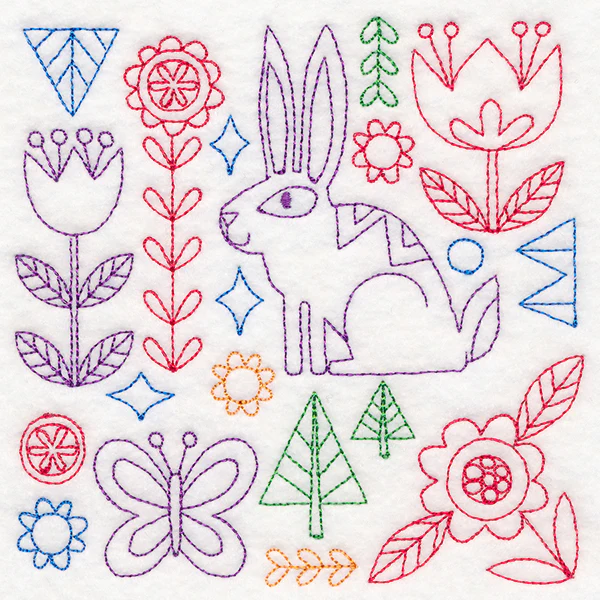 Folk Art Animal Square - Bunny (Vintage) - Image 4
